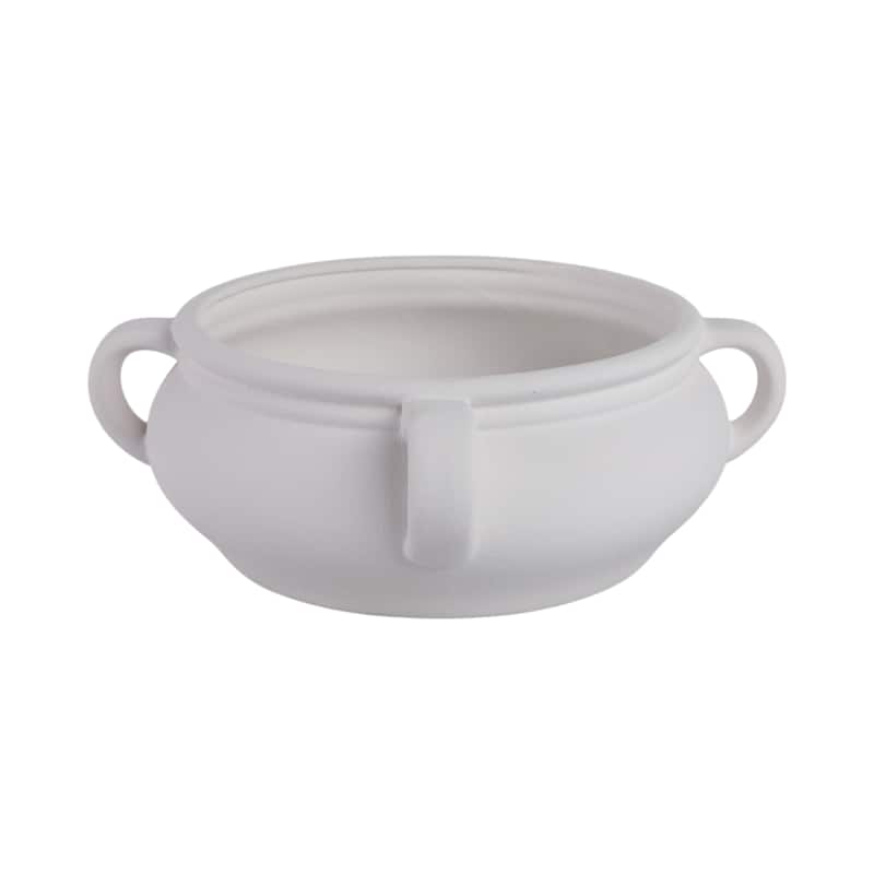 Ceramic Textured Bowl with Three-Handle Design Modern Decorative Form - 11" x 11" x 5"