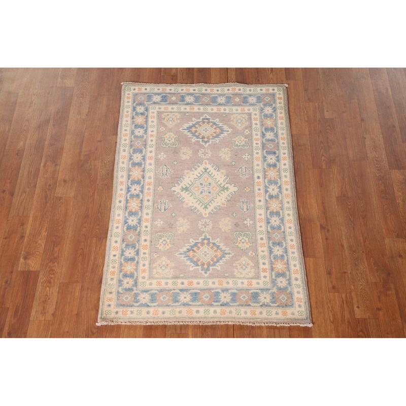 Geometric Kazak Foyer Rug Handmade Wool Carpet - 2'7" x 4'1"