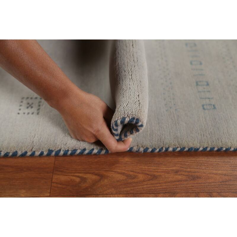 Tribal Gabbeh Wool Runner Rug Hand-knotted Hallway Gray Carpet - 2'6" x 7'10"