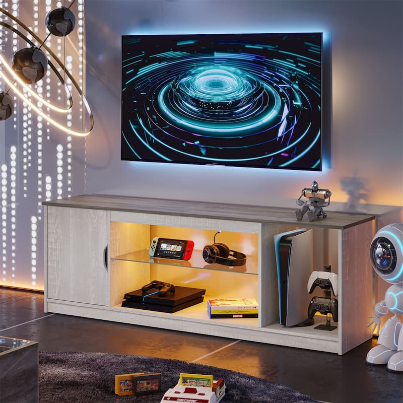 Modern TV Stand for up to 65" TVs Gaming Entertainment Center with Adjustable Shelves for PS5 - 58 inches