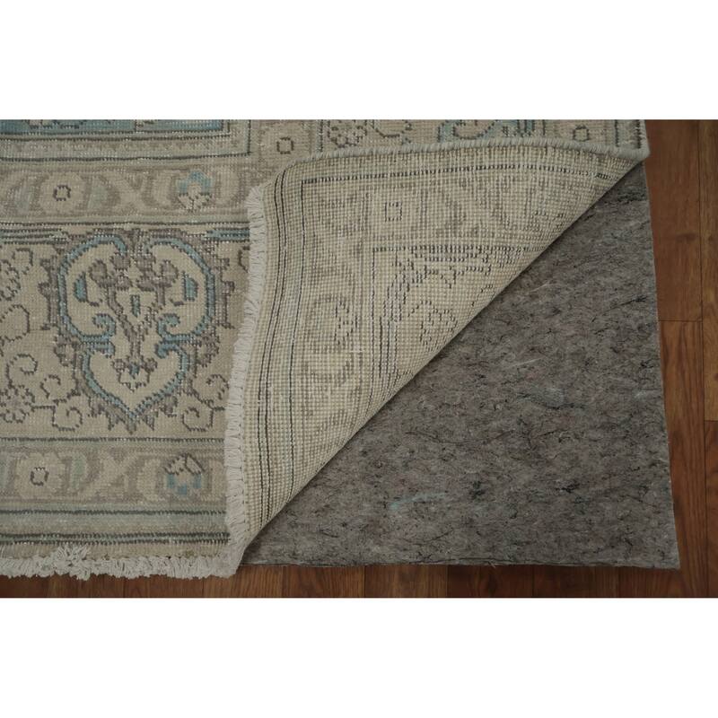 Hand Knotted Oriental 100% Wool Carpet Traditional Medallion Beige & Ivories Tabriz Area Rug - 12' 8'' X 9' 11''