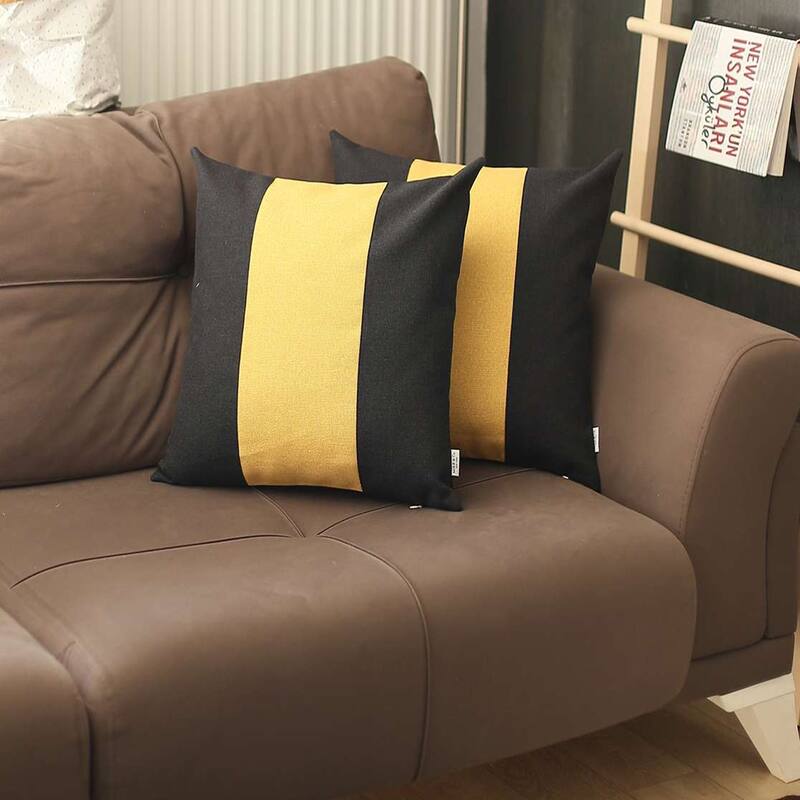 Boho-Chic Decorative Houndstooth Jacquard Pillow Covers 2 PCS - 18x18 - Yellow-Black