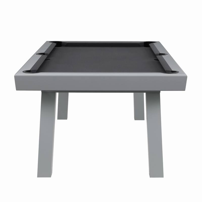 Laguna Indoor/Outdoor 8ft Slate Pool Table Dining Set with 2 Benches & Accessories, Cement Finish