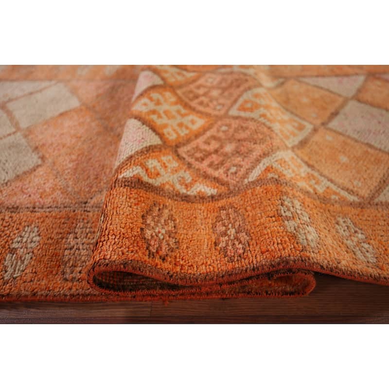Oushak Turkish Vintage Runner Rug Hand-Knotted Geometric Wool Carpet - 2'8"x 13'7"