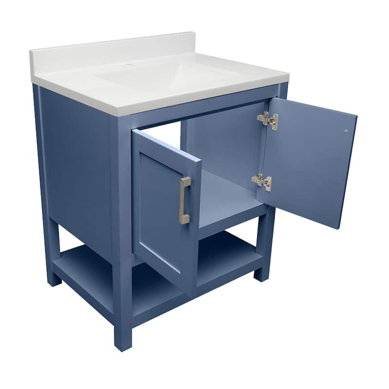 Taos 31 in. W x 22 in. D x 36 in. H Bath Vanity in with White Cultured Marble Top Single Hole.