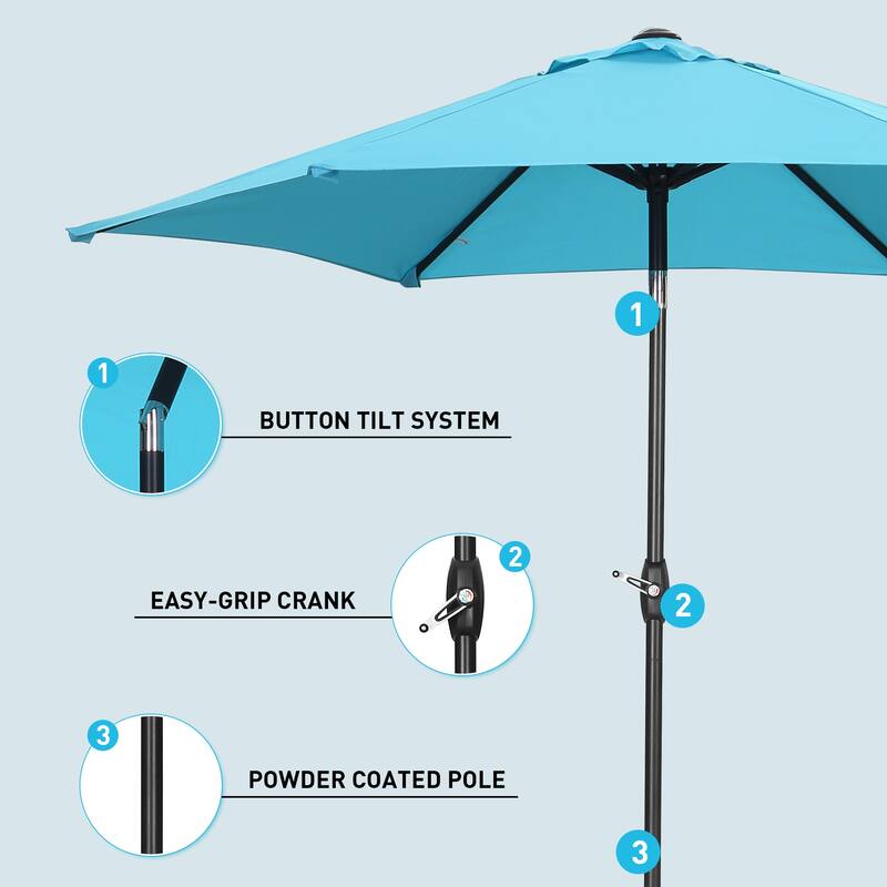 9ft Outdoor Patio Umbrella 6 Ribs with Tilt & Crank.