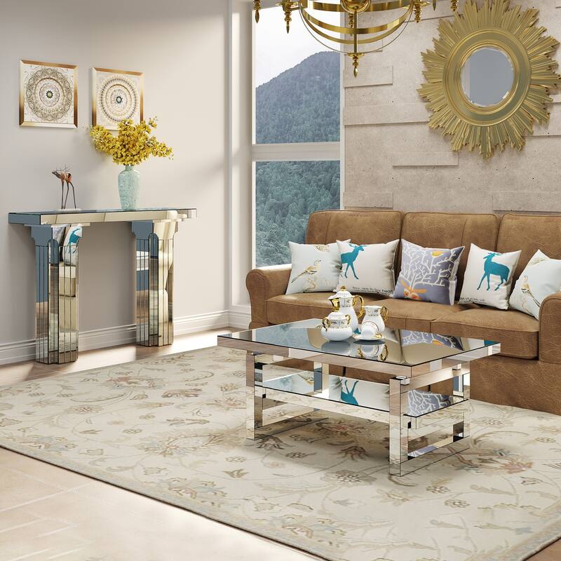 Modern Square Luxury Coffee Table Home Tempered Glass Tea Table Living Room Balcony Simple Table Simple Small Apartment