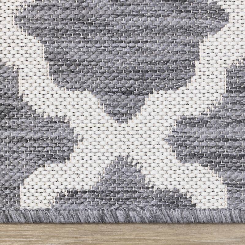Grey White Classic Outdoor Area Rug