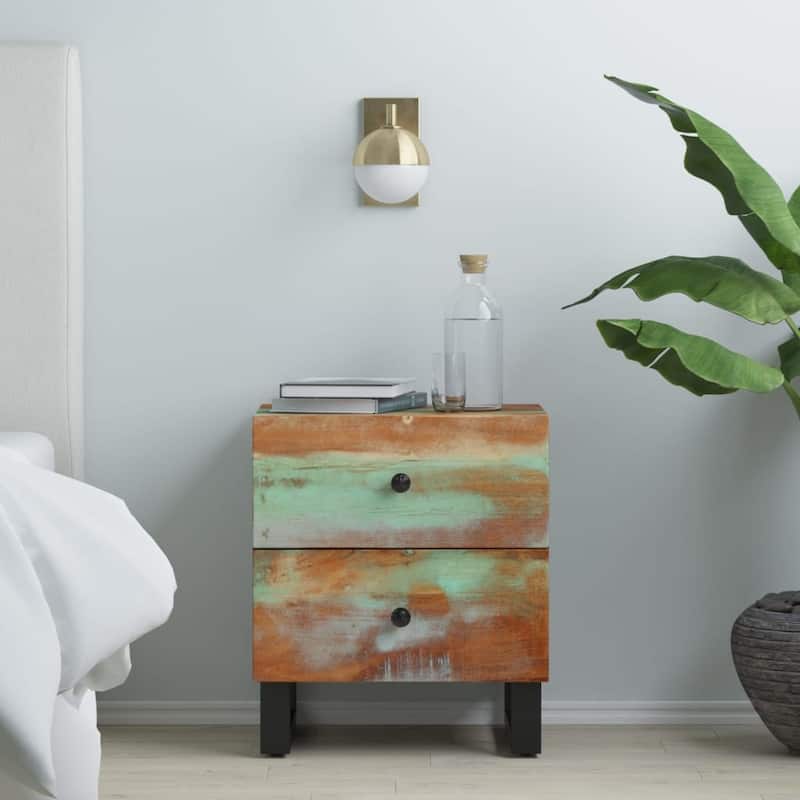 vidaXL Bedside Cabinet 15.7"x13"x18.1" Solid Wood - Black 2