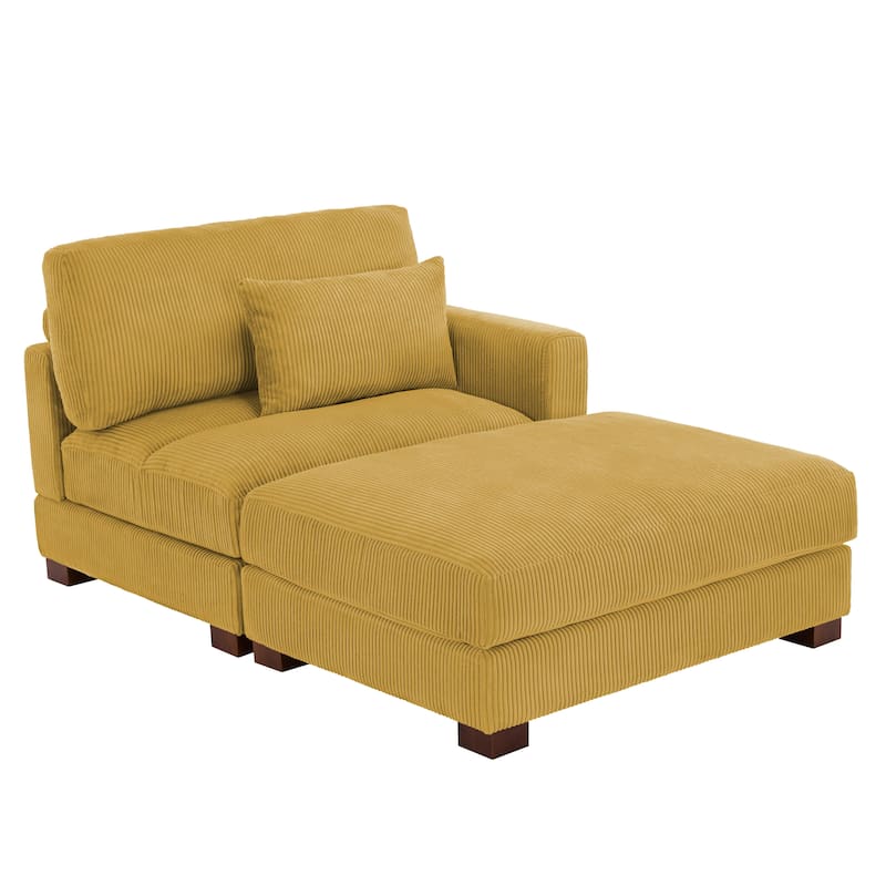 Modern 43'' Corduroy Comfy Sectional Chaise Lounge with Pillow