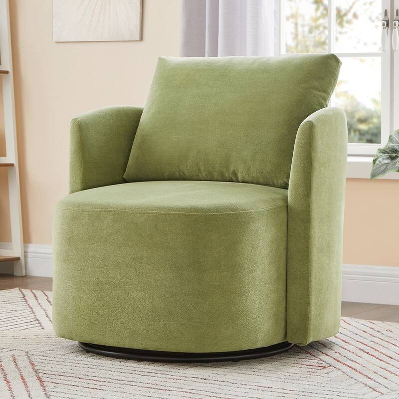 Upholstered Swivel Sofa Chair with Curved Desig
