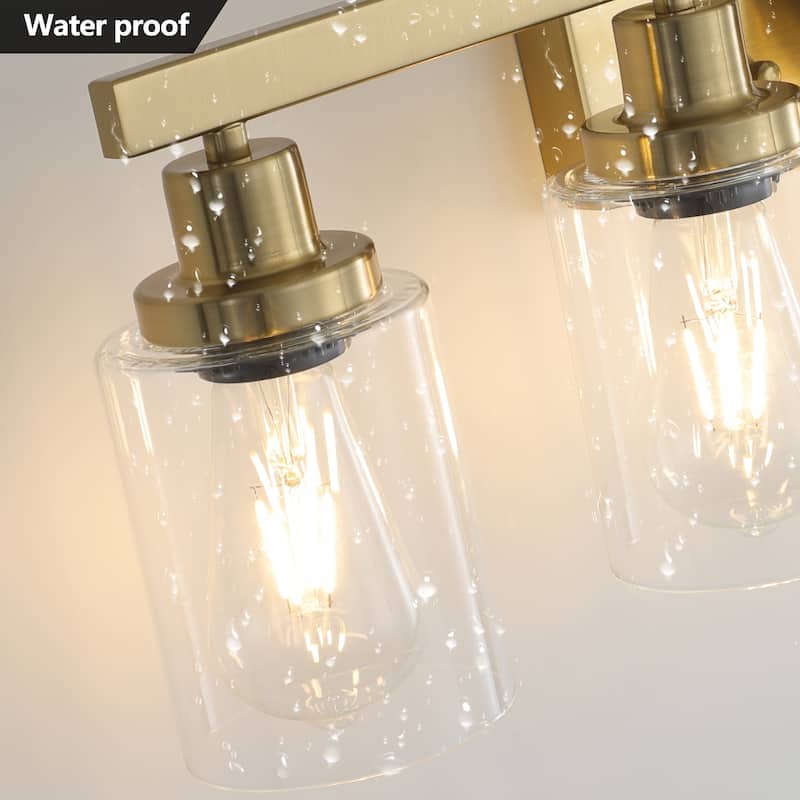 Golden 5-Light Vanity Light with Clear Glass Shades,Modern Iron Metal Bathroom Wall Fixture for Mirror(No Bulbs)