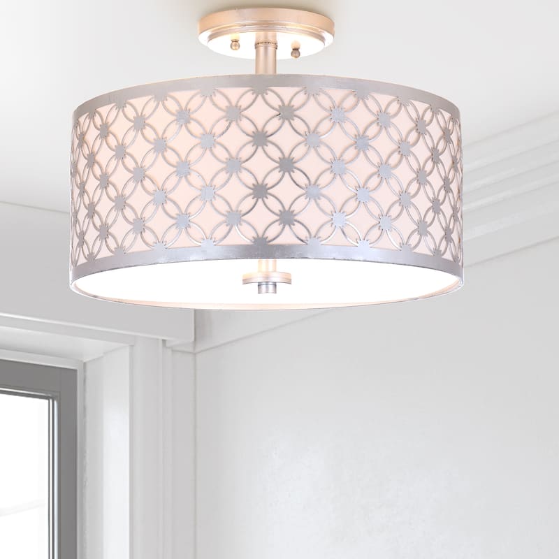 SAFAVIEH Lighting Godeleine 3-Light Silver Flush Mount - 16" x 16" x 10.25" - 16Wx16Dx10H