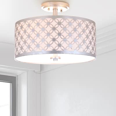 SAFAVIEH Lighting Hutch 3-light Silver Flush Mount - 16" x 16" x 10.25"