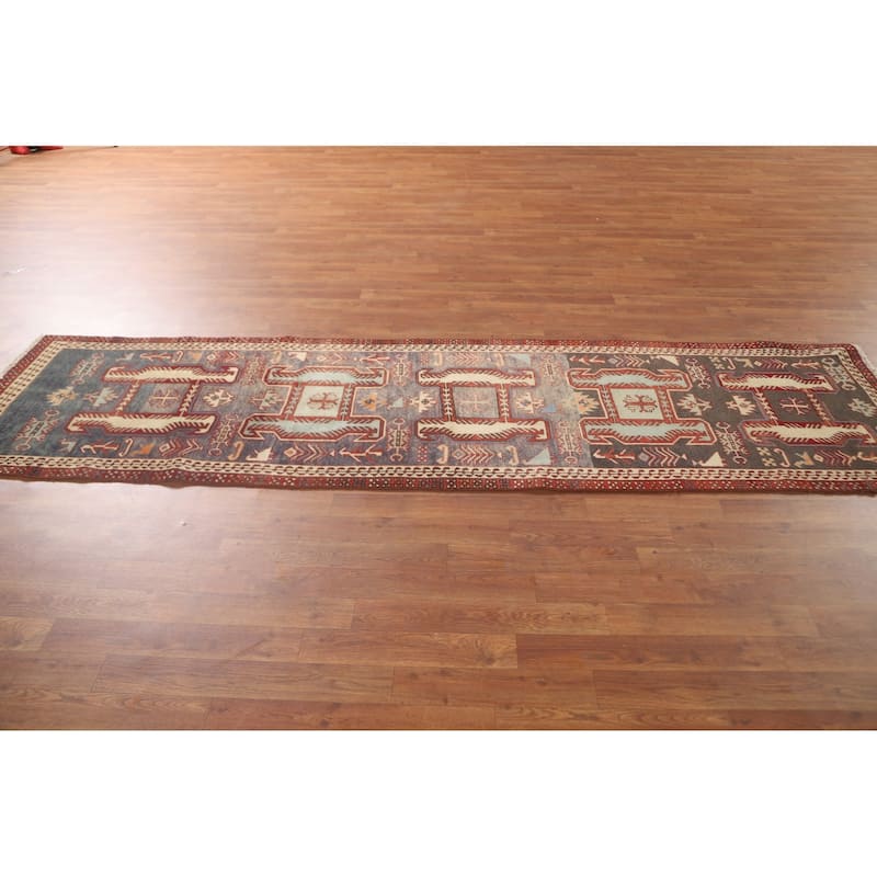 Tribal Ardebil Persian Vintage Runner Rug Handmade Wool Carpet - 2'5" x 9'6"