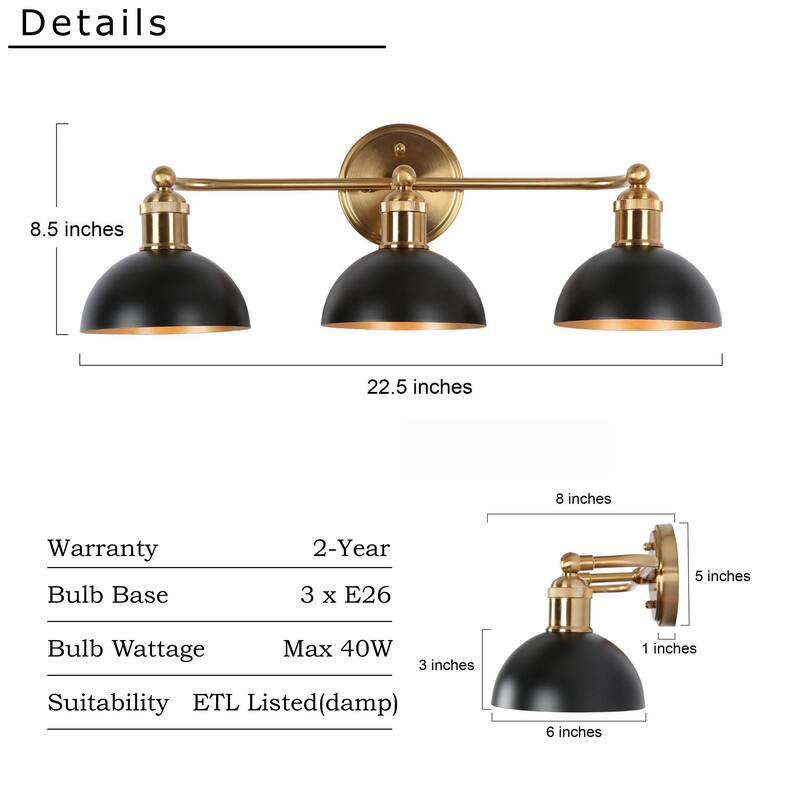 Modern Industrial Black Gold Bathroom Vanity Light Metal Pot Shaped Wall Sconces