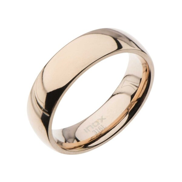 Shop Inox Stainless Steel 6mm Plain Rose Gold Wedding ...