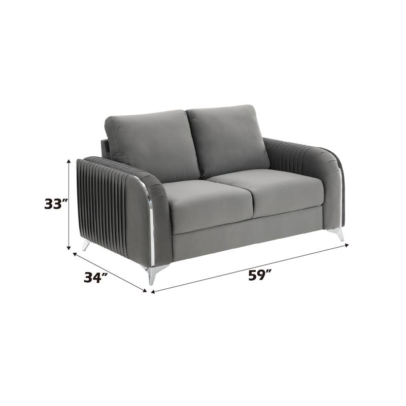 Gray Velvet Loveseat