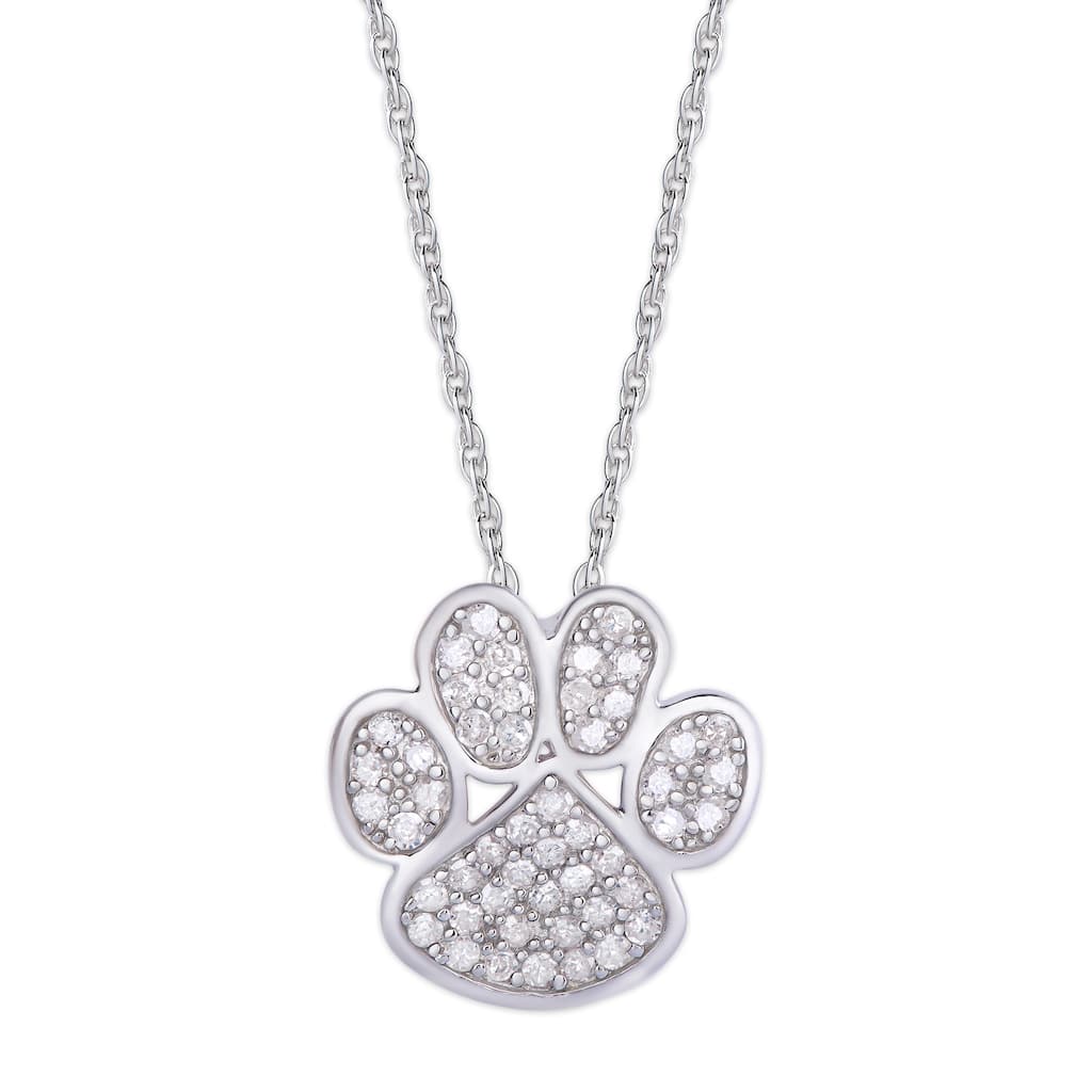 Victoria Townsend .925 Sterling Silver .40ct Diamond Paw Print Necklace