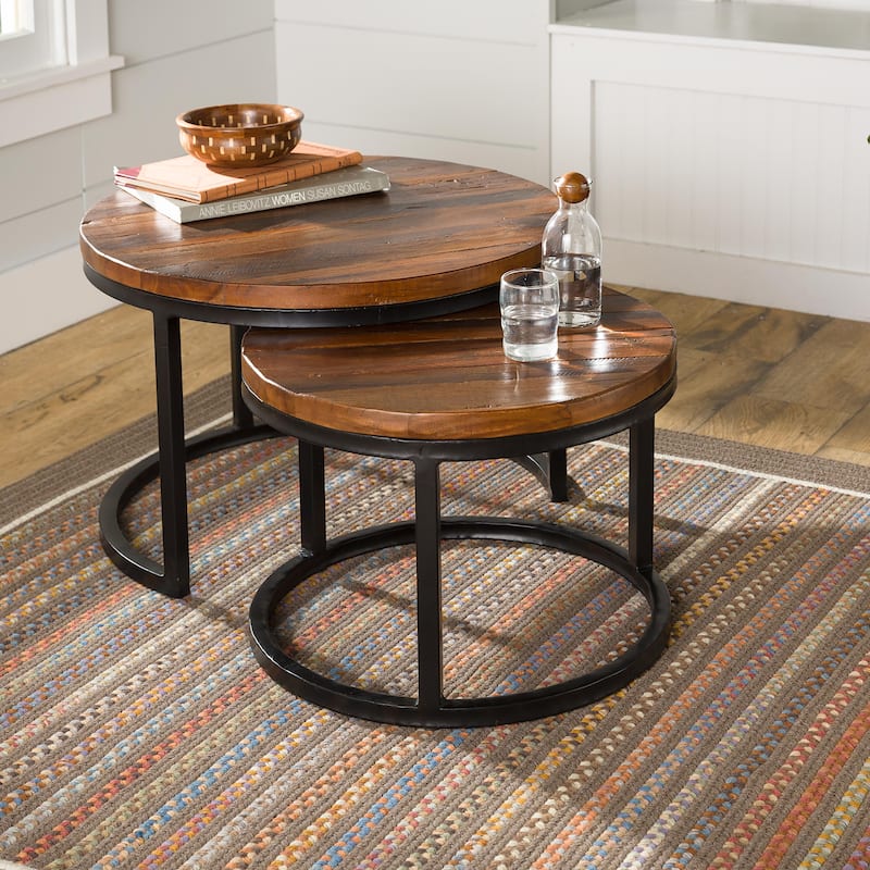 Allegheny Reclaimed Wood Round Nesting Tables, Set of 2