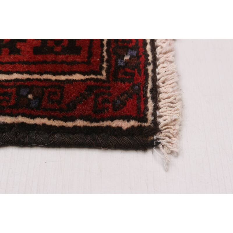 ECARPETGALLERY Hand-knotted Baluch Red Wool Rug - 4'0 x 7'5