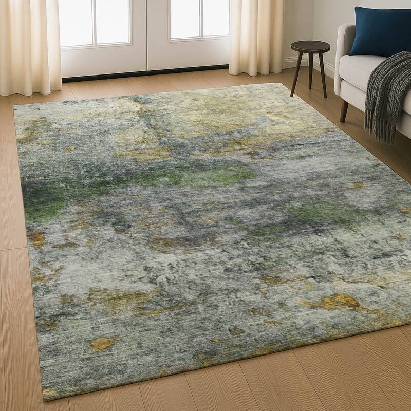 Premium Washable Super Soft Abstract Chic Mayfield Rug - Olive - 9' x 12'