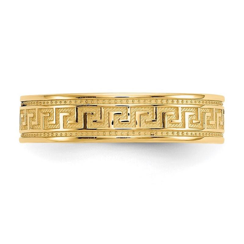 14 karat Yellow Gold Greek Key Adjustable Toe Ring - Orange