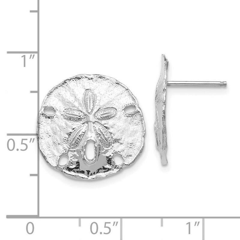 Curata 14k White Gold Large Sanddollar Post Earrings - 16.1x16.1mm