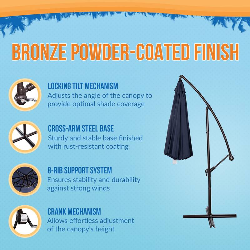 Island Umbrella Captiva 10-ft Octagonal Cantilever Umbrella with Base - Breez-Tex Canopy