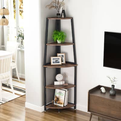 5 Tier Corner Bookshelf,Display Shelves and Plant Flower Stand