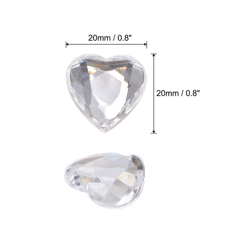 40 Pcs Acrylic Flat Back Rhinestones 20mm Heart Artificial Gemstone - White