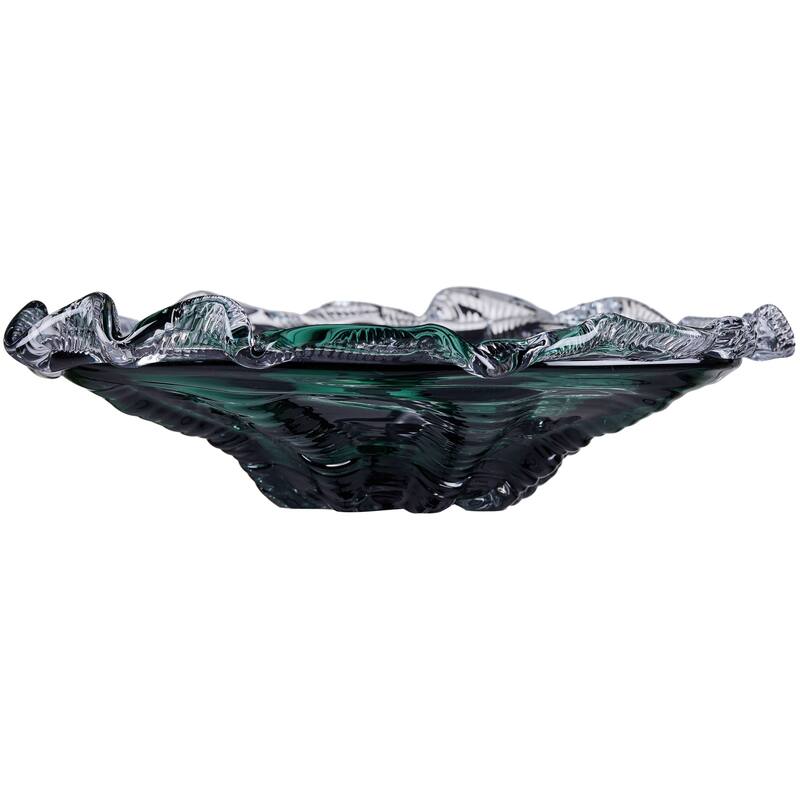 Cascade Petal Platter Scalloped Edge Glass Decorative Bowl for Home