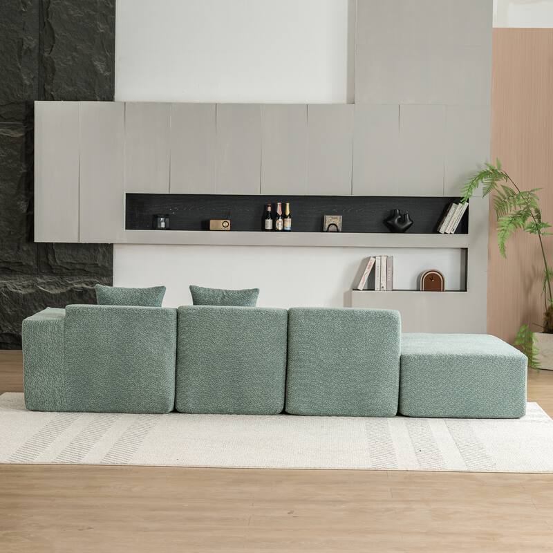 116.5" Polyester 4-Seater Sectional Sofa with Back Pillows