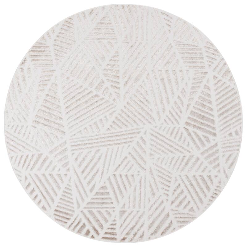 SAFAVIEH Maya Frankie Modern Contemporary Rug - 6'7" Round - Ivory/Beige