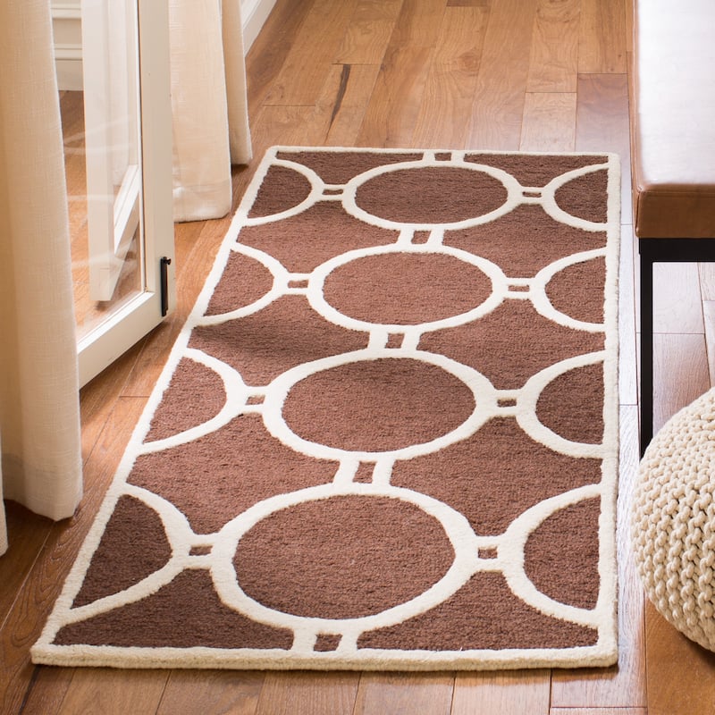SAFAVIEH Handmade Cambridge Arah Modern Moroccan Wool Rug - 2'6" x 6' Runner - Dark Brown/Ivory - Runner