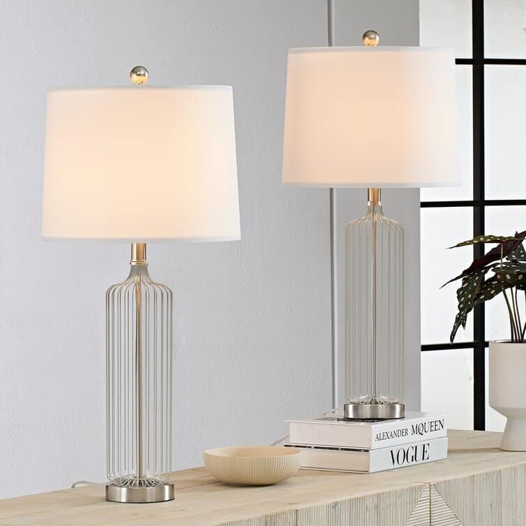 28.57" Metal line Table Lamp Set (Set of 2)