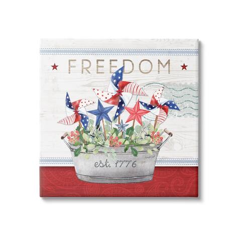 Stupell Industries Freedom Americana Floral Pinwheels Canvas Wall Art by Jennifer Pugh