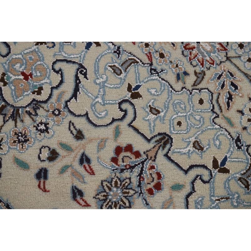 Handmade Wool & Silk Nain Persian Area Rug Oriental Carpet - 6'7"x 9'7"