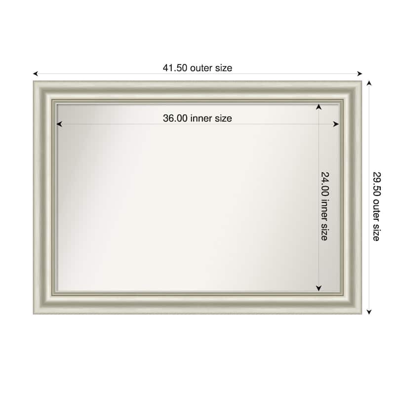 Sophia Non-Beveled Framed Bathroom Vanity Wall Mirror - 42 x 30 in - Sophia Silver