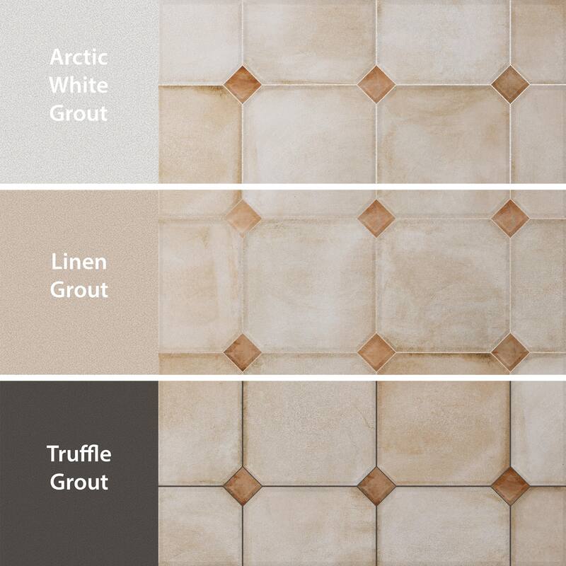 Merola Tile Laverton Octagon Arena with Taco Natural 7-7/8" x 7-7/8" Porcelain Floor and Wall Tile