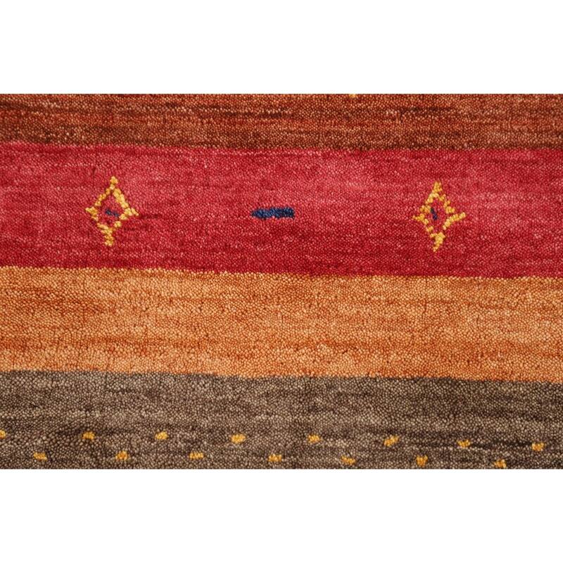 Little Animals Striped Gabbeh Indian Area Rug Hand-Knotted Wool Carpet - 5'3"x 7'10"