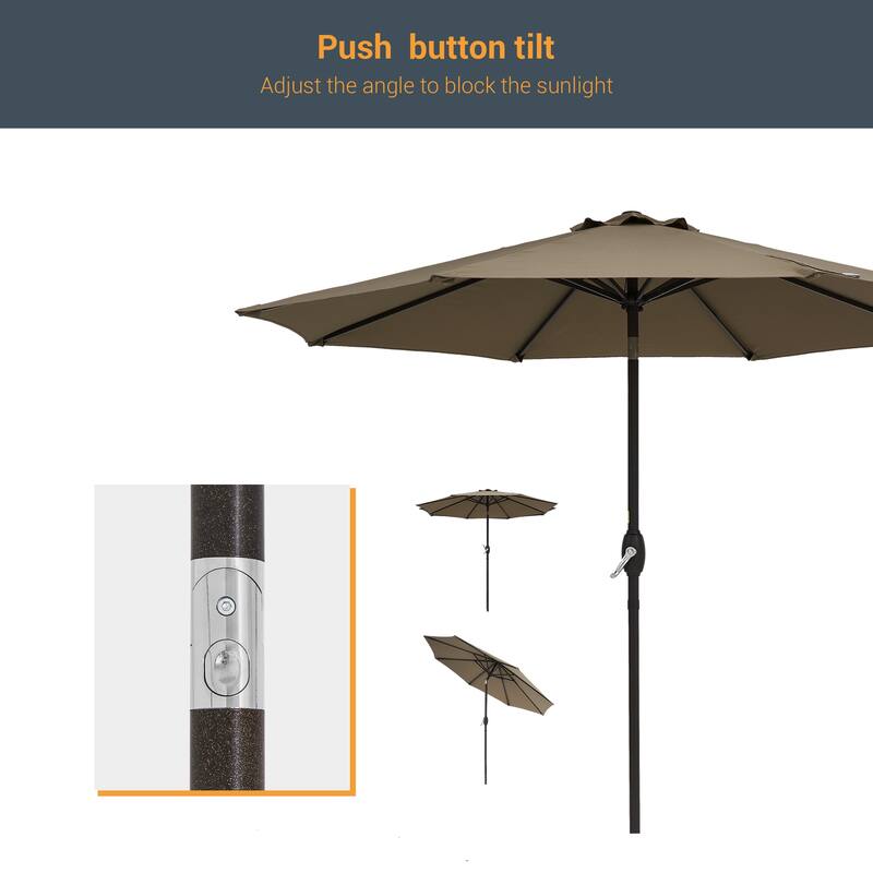 LIVOOSUN 9ft Patio Umbrella Outdoor Table Umbrella with Tilt and Crank