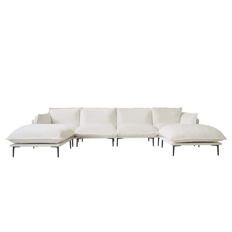 Living Room Furniture Velvet Sectional Sofa U-shaped Modular Sofa Deep Seat Upholstered Cloud Couch