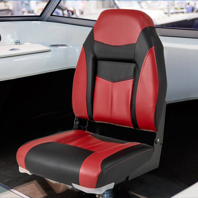 Costway High Back Folding Boat Seats with Black Grey Sponge Cushion & - See Details