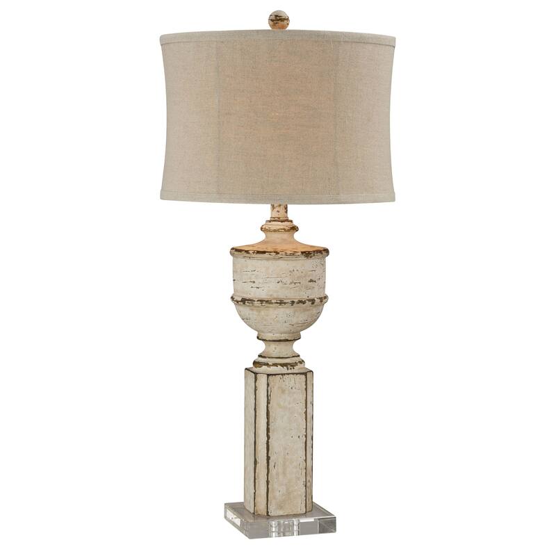 Carmen 32" Table Lamp with Linen Shade, Cottage White (Set of 2)