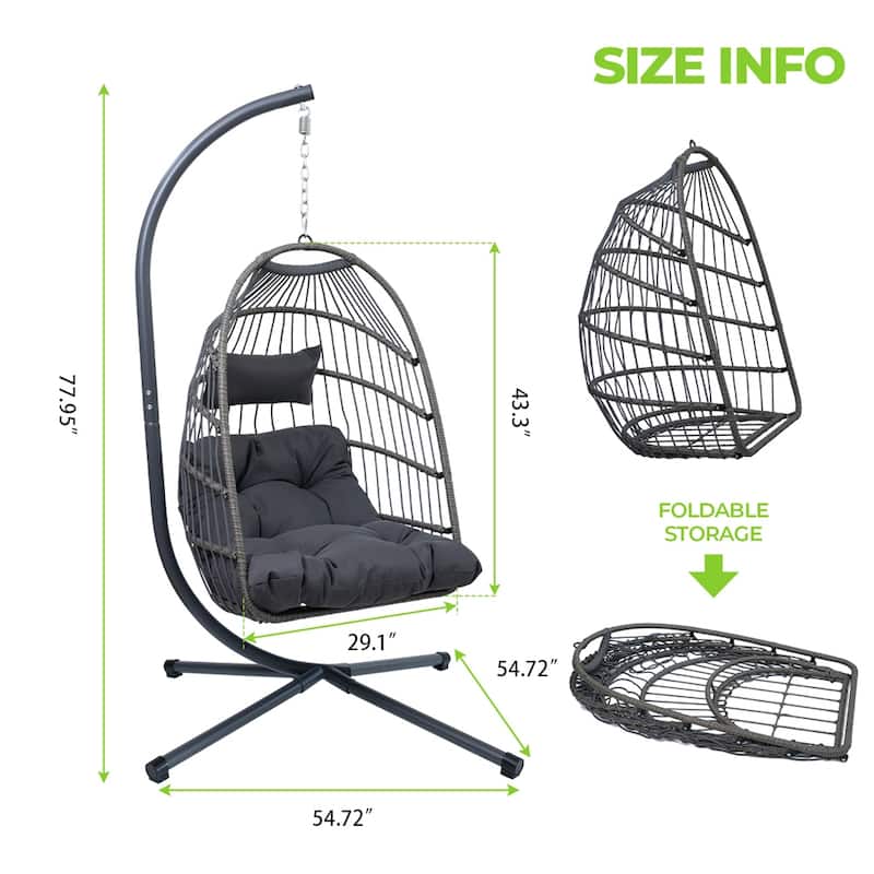 Patio Wicker Egg Hanging Chair with Stand