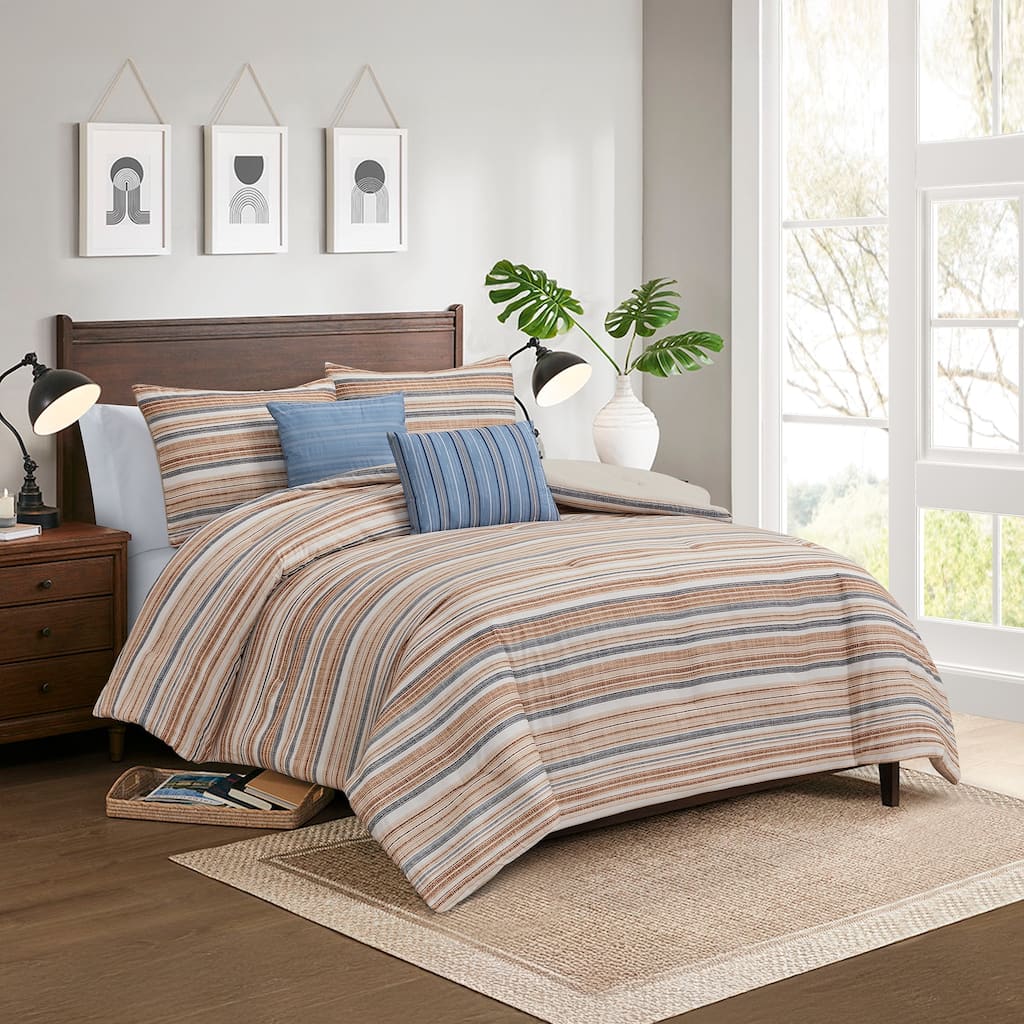 Modern Threads 5-Piece Printed Comforter Set Monty - Soft, Stylish Comforter with 2 Pillow Shams and 2 Decorative Pillows