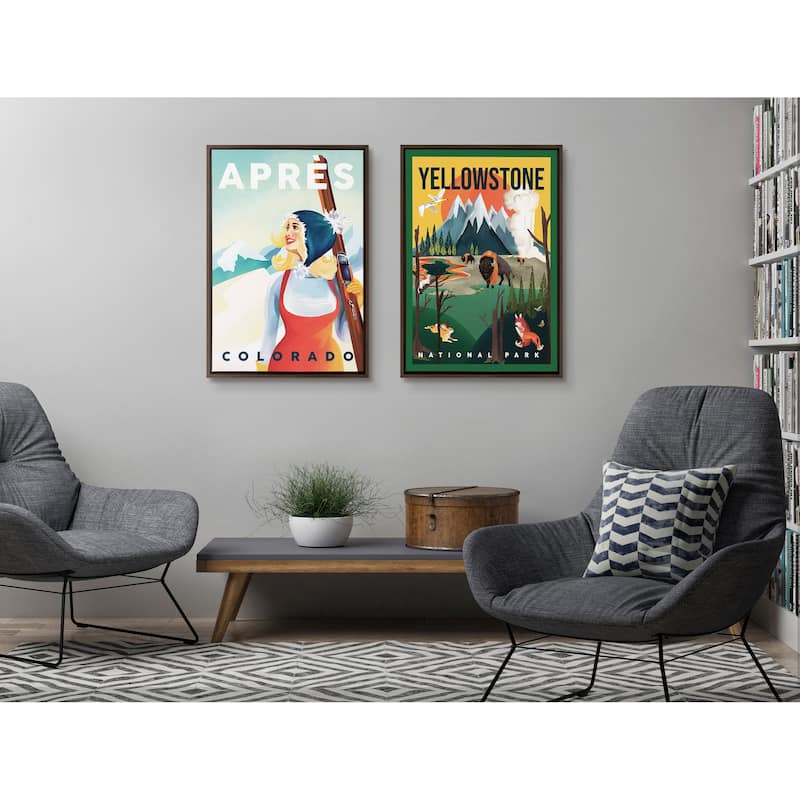 Kate and Laurel Sylvie Yellowstone Framed Canvas by The Whiskey Ginger