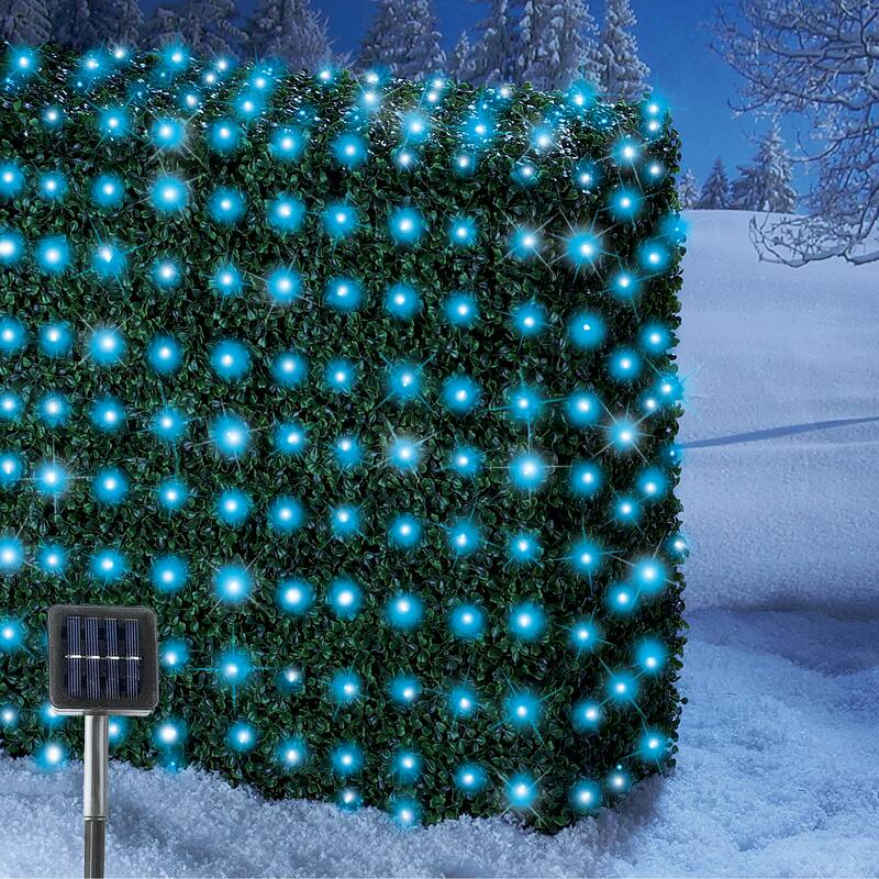 Outdoor Solar LED Christmas Net Lights with Steady or Flashing Modes - NO SIZE