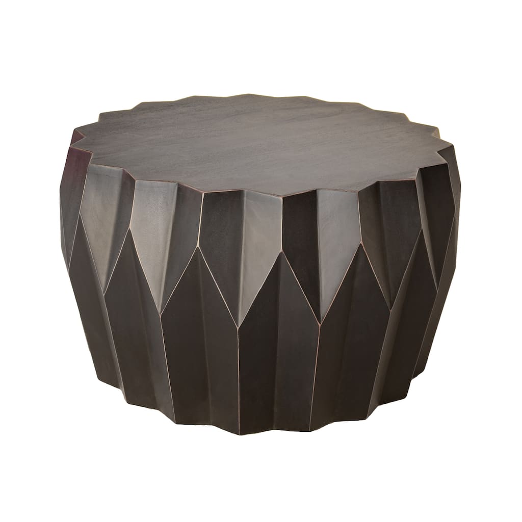 HomeRoots 29" Black Solid Wood Round Distressed Coffee Table